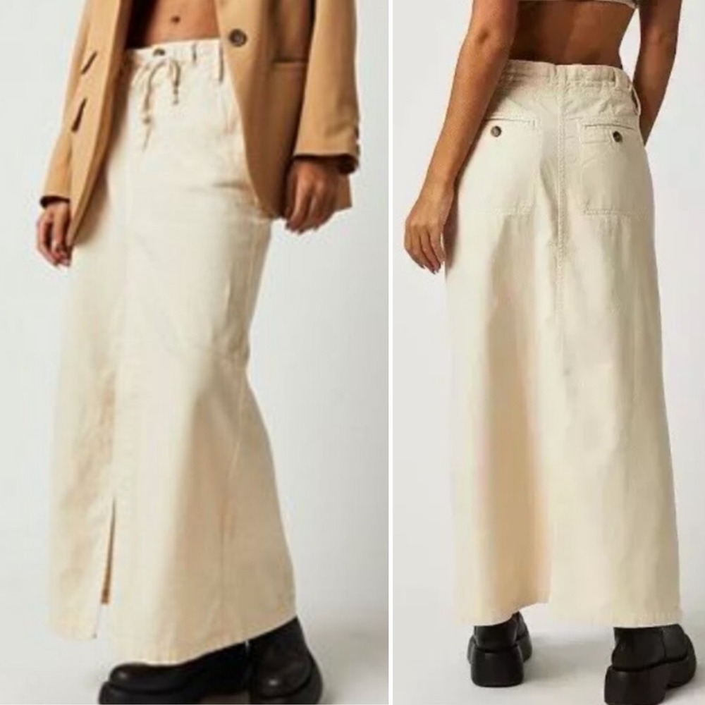 Free People Cream Maxi Skirt
